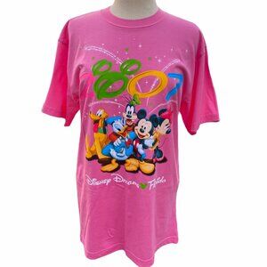 Walt Disney World S 2007 Mickey Mouse Dreams Florida Pink T-Shirt Goofy Pluto